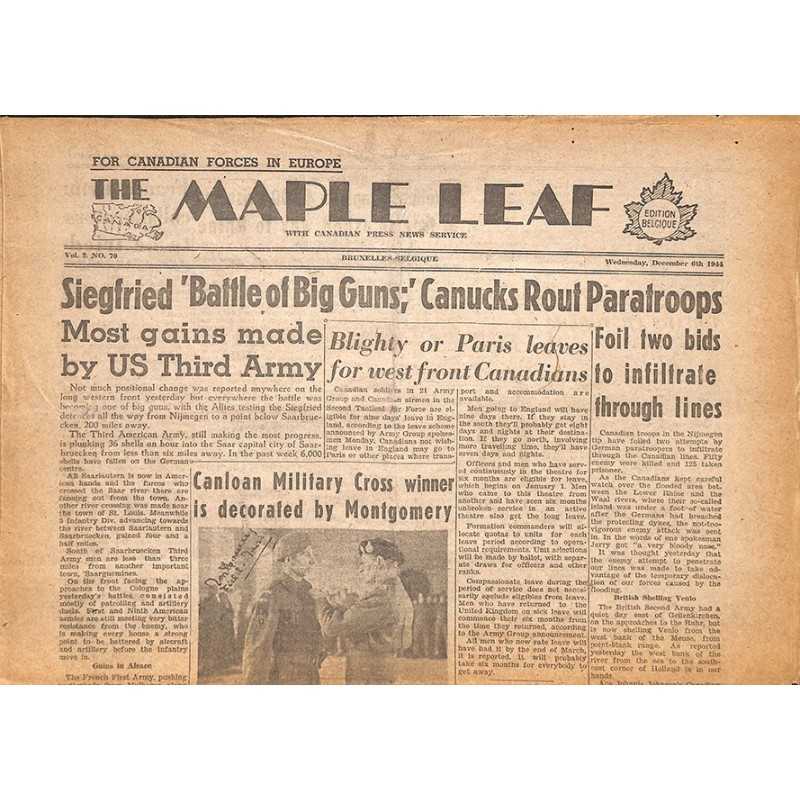 ABAO Journaux et périodiques The Maple Leaf. 1944/12/06. Vol.2 N°70.