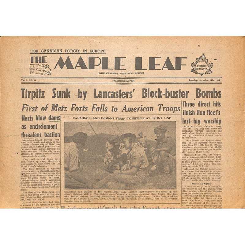 ABAO Journaux et périodiques The Maple Leaf. 1944/11/14. Vol.2 N°51.