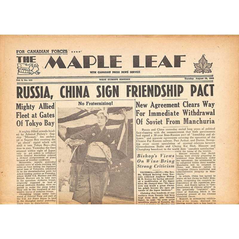 ABAO Journaux et périodiques The Maple Leaf. 1945/08/28. Vol.3 N°132.