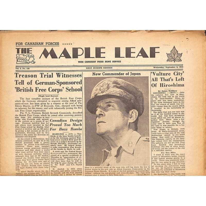 ABAO Journaux et périodiques The Maple Leaf. 1945/09/05. Vol.3 N°139.