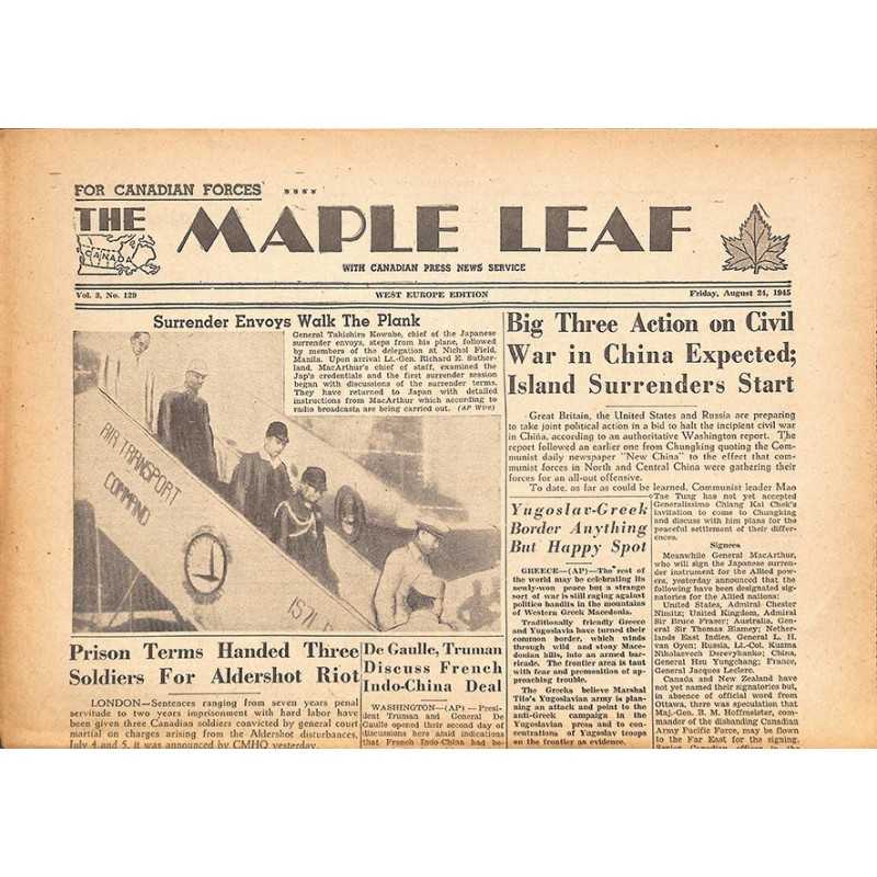ABAO Journaux et périodiques The Maple Leaf. 1945/08/24. Vol.3 N°129.
