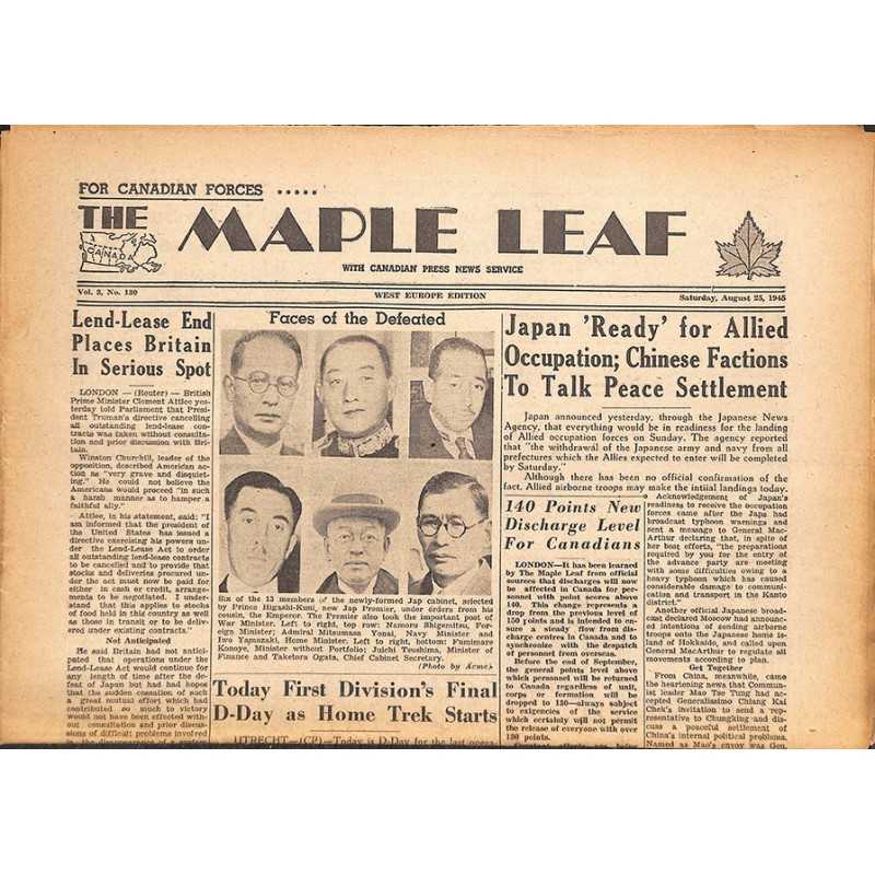ABAO Journaux et périodiques The Maple Leaf. 1945/08/25. Vol.3 N°130.