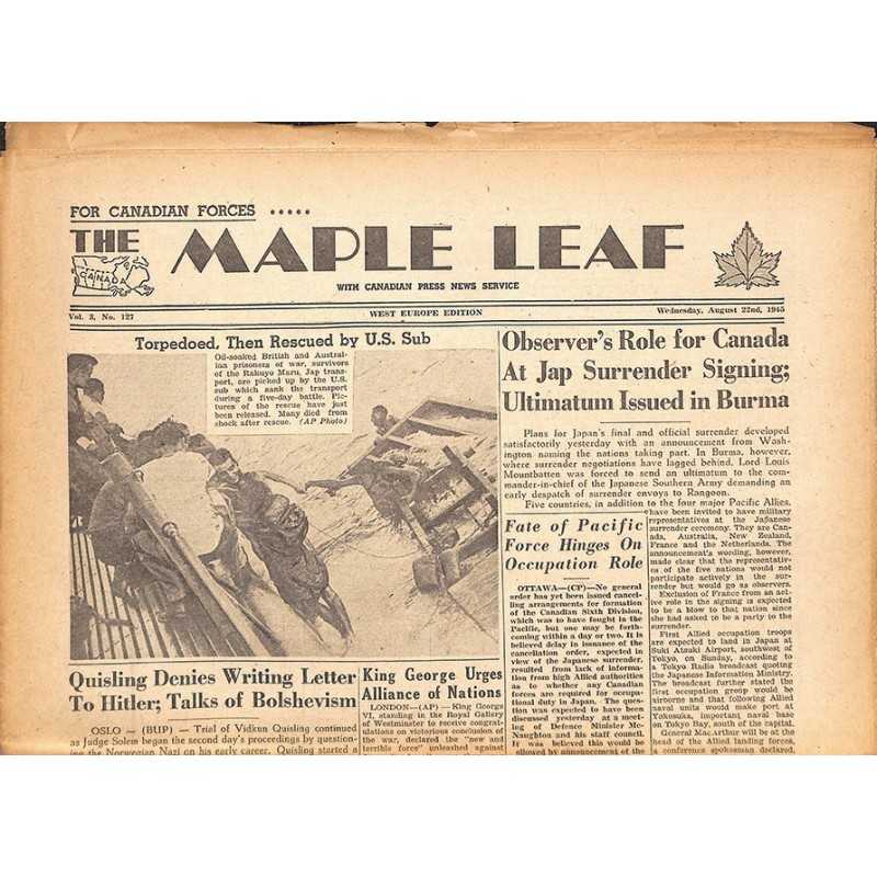 ABAO Journaux et périodiques The Maple Leaf. 1945/08/22. Vol.3 N°127.