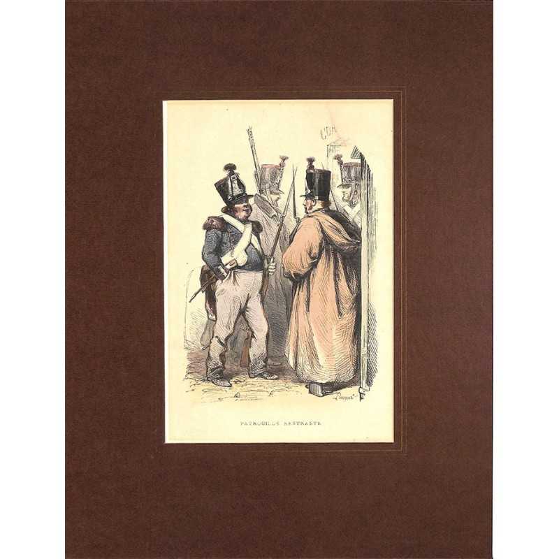 ABAO Gravures [Militariat] PAUQUET, Hippolyte.- PATROUILLE RENTRANTE.