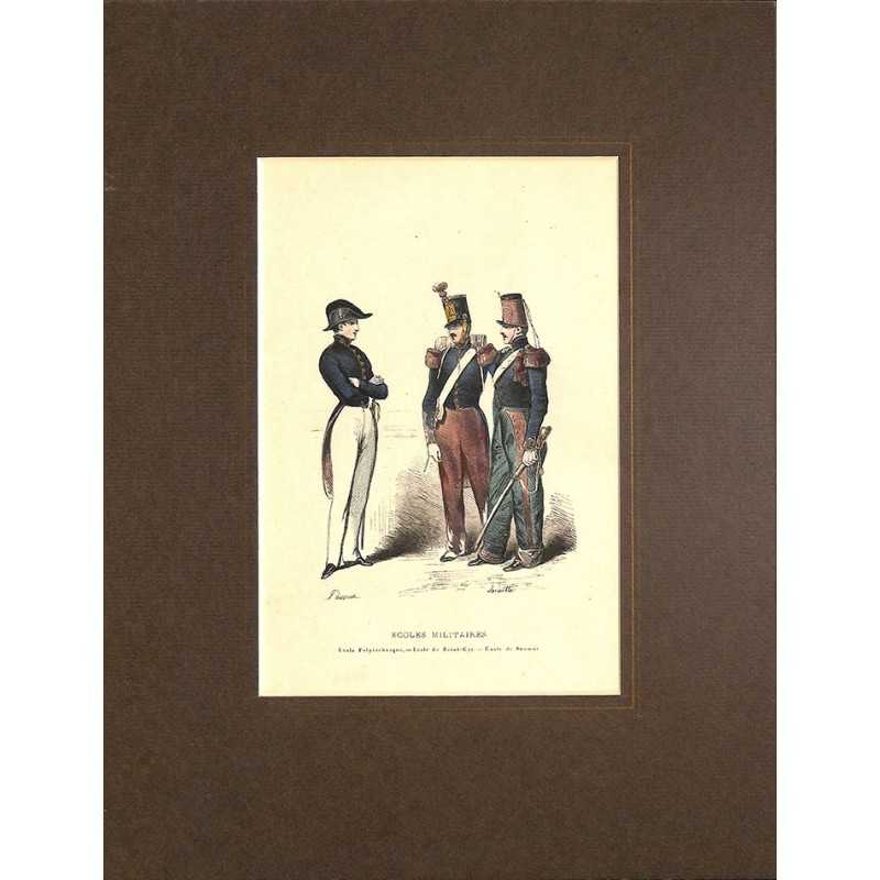 ABAO Gravures [Militariat] PAUQUET, Hippolyte.- ECOLES MILITAIRES. Polytechnique - Saint-Cyr - Saumur.