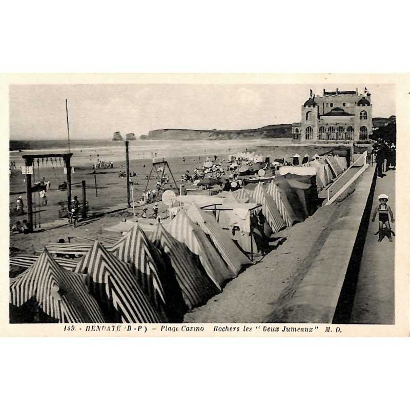 ABAO 64 - Pyrénées Atlantiques [64] Hendaye - Plage Casino. Rocher les "Deux Jumeaux".