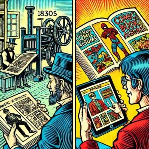 L'évolution de l'album de bande dessinée de ses origines à l'ère numérique.