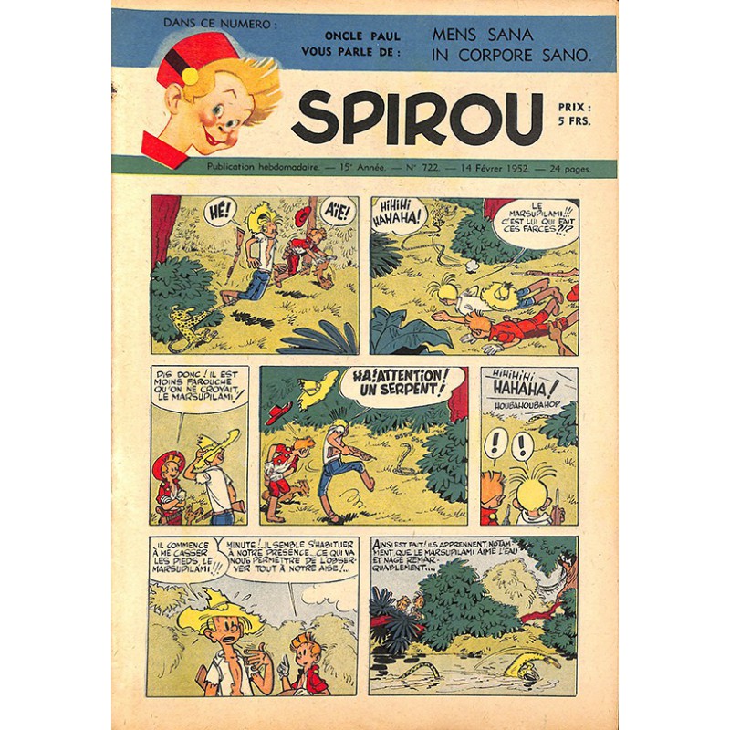ABAO Bandes dessinées Spirou 1952/02/14 n°722