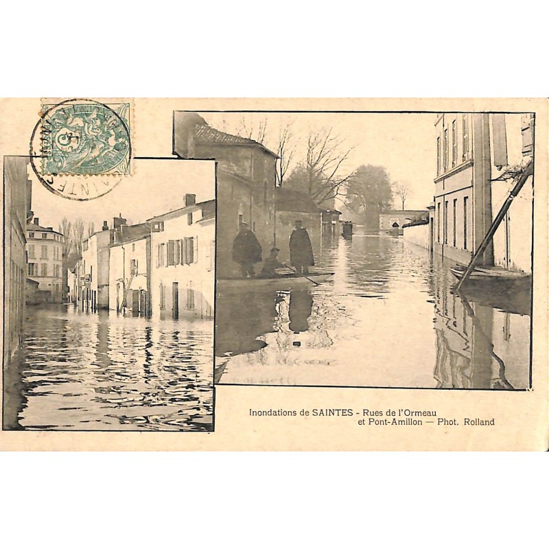 ABAO 17 - Charente-Maritime [17] Saintes - Innondations de Saintes. Rue de l'Ormeau et Pont Amillon.