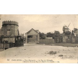 ABAO 75 - Paris [75] Paris 18 - Vieux Montmartre. La Tour du Philosophe, L'Ancienne Ferme de Bray et le moulin de la Galette.