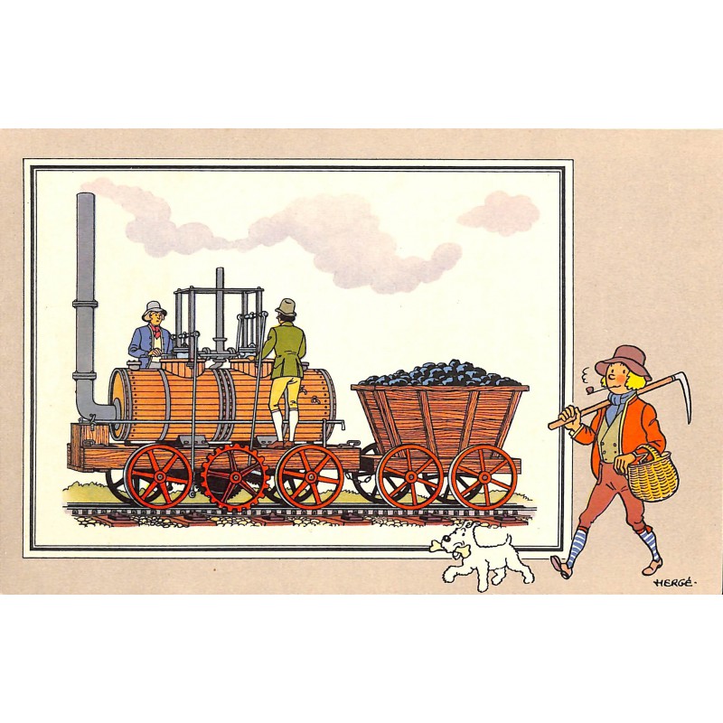 ABAO Bandes dessinées [Hergé] Tintin - Voir et Savoir : Le Chemin de fer, série 1, chromo n°02