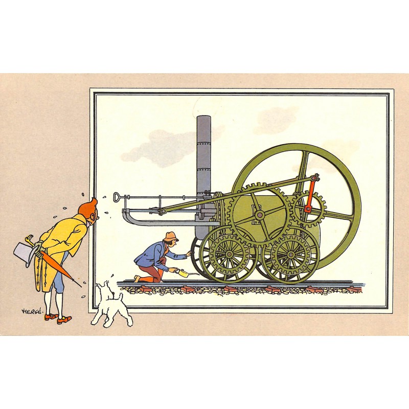 ABAO Bandes dessinées [Hergé] Tintin - Voir et Savoir : Le Chemin de fer, série 1, chromo n°01
