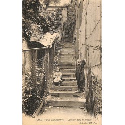 ABAO 75 - Paris [75] Paris 18 - Vieux Montmartre. Escalier dans le Maquis.