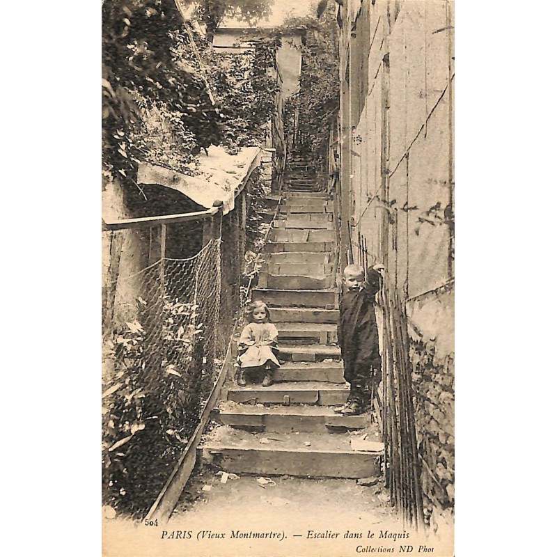 ABAO 75 - Paris [75] Paris 18 - Vieux Montmartre. Escalier dans le Maquis.