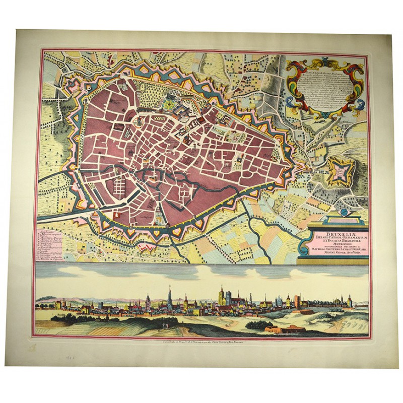 ABAO Cartographie [Belgique - Bruxelles] Seutter (Matthäus) - Plan de Bruxelles, vers 1730.