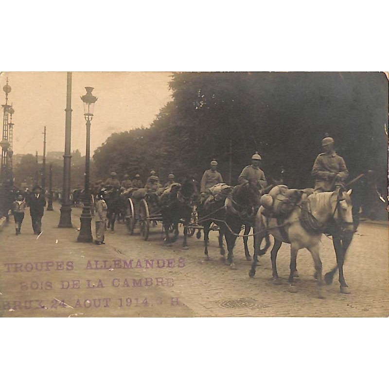 ABAO Militariat Troupes allemandes, Bois de la Cambre, Brux. 24 août 1914 6H.