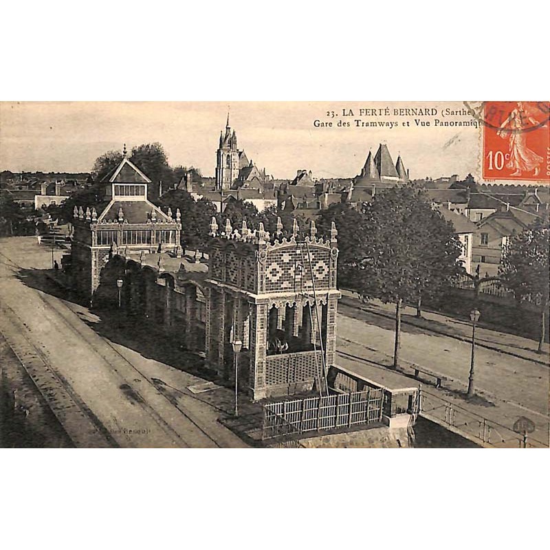 ABAO 72 - Sarthe [72] La Ferté-Bernard - Gare des tramways et vue panoramique.