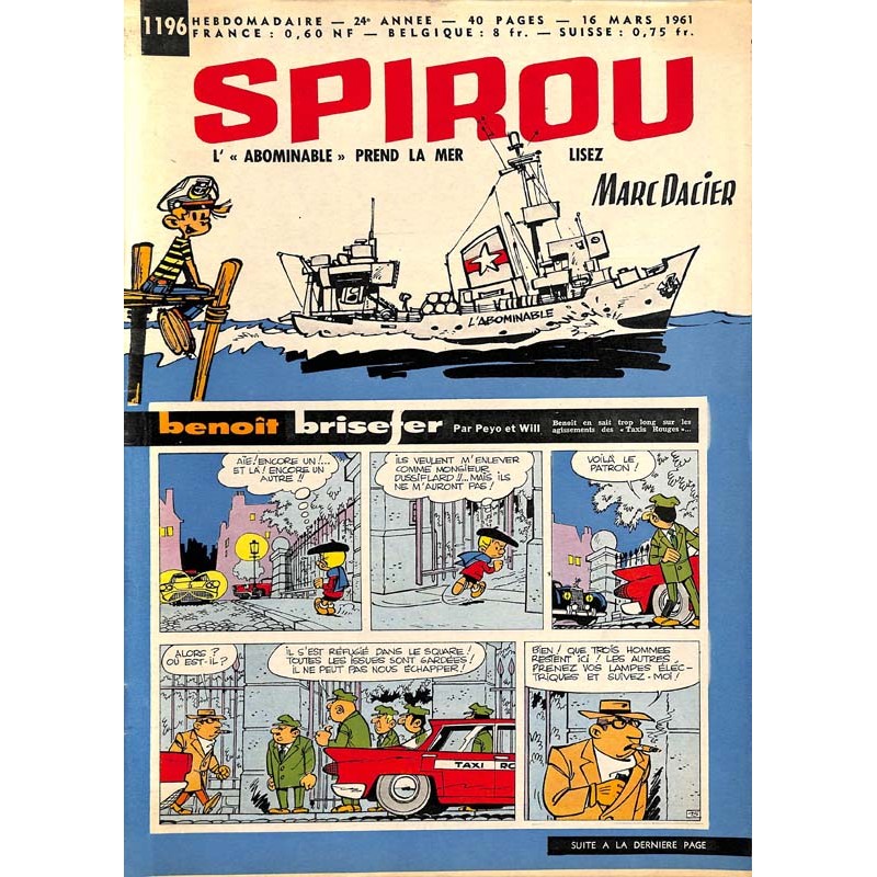ABAO Fascicules Spirou 1961/03/16 n°1196 (avec le mini-récit)