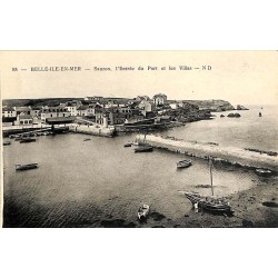 ABAO 56 - Morbihan [56] Belle-Île-en-Mer - Sauzon, l'entrée du port et les villas.
