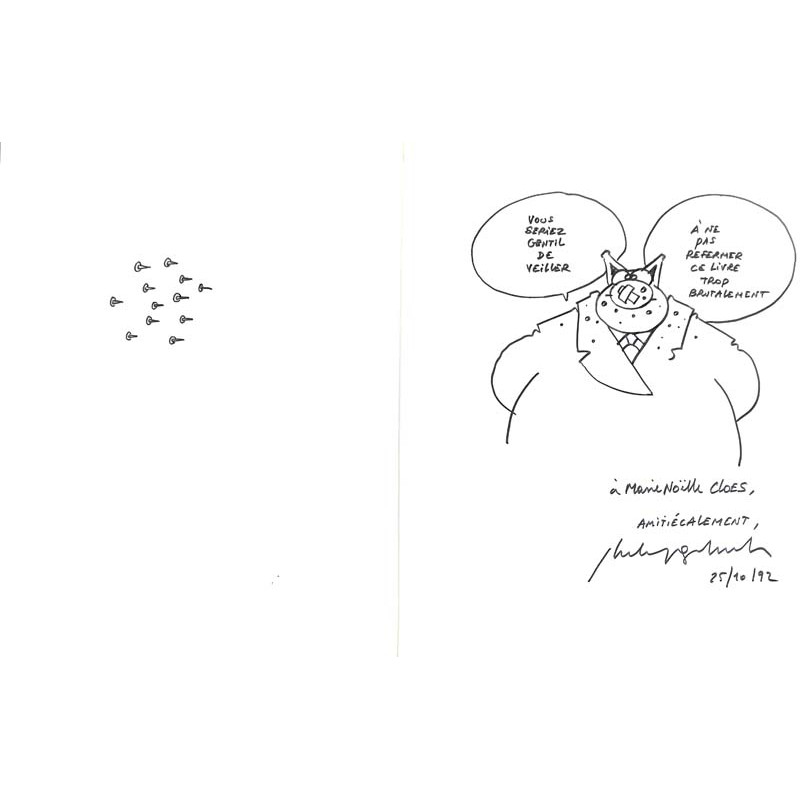 ABAO Originaux Geluck (Philippe) - Le Chat. Exceptionnelle dédicace sur 2 pages.