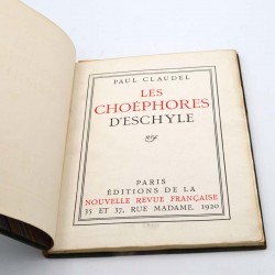 ABAO Grands papiers Claudel (Paul) - Les Choéphores d'Eschyle. EO.