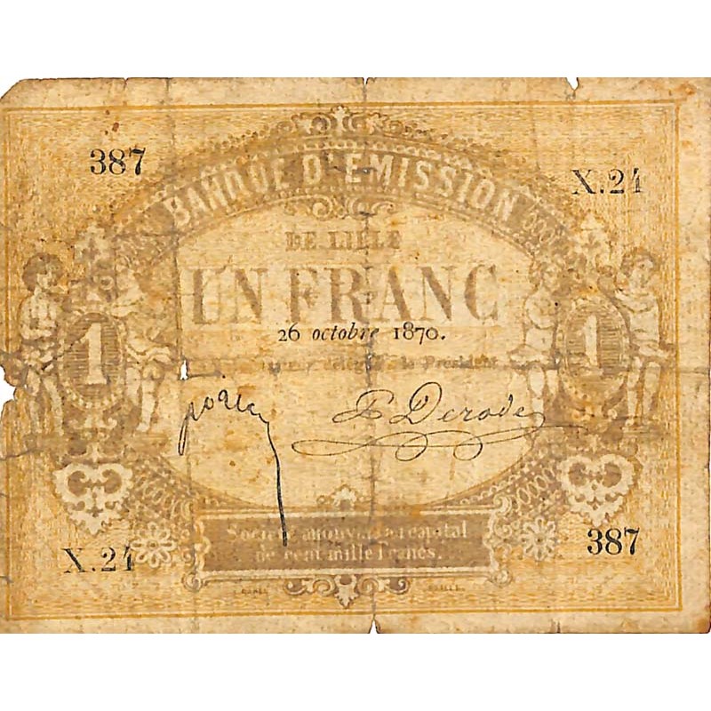 ABAO Billets, actions, monnaies [FR] 1 Franc. Lille. 1870.