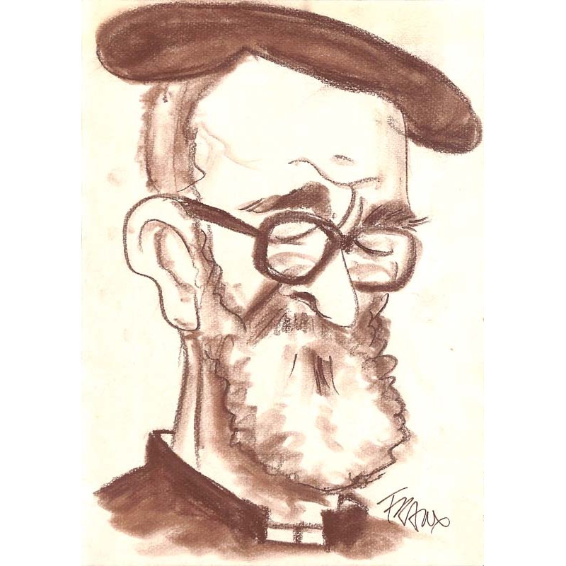 ABAO Originaux Franx (Michel Vranckx, dit) - Caricature de l'Abbé Pierre.