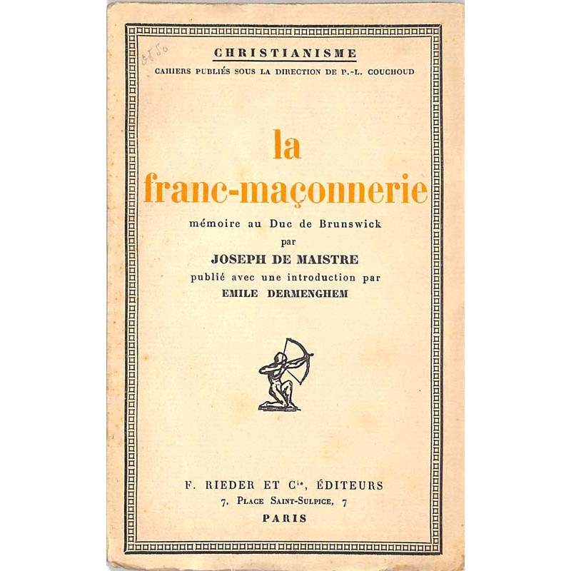 ABAO Franc-Maçonnerie Maistre (Joseph, de) - La Franc-maçonneire.