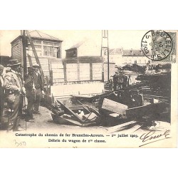 ABAO Bruxelles Schaerbeek - Catastrophe du chemin de fer Bruxelles-Anvers. 1er juillet 1903. Débris du wagon de 1 classe.