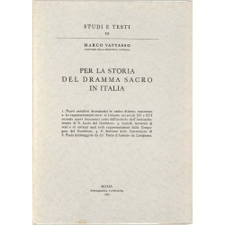 ABAO Histoire [Italie] Vattasso (M) - Per la storia del dramma sacro in Italia ( Studi e testi 10).