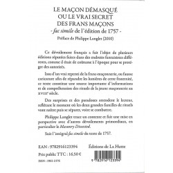 ABAO Franc-Maçonnerie Langlet (Ph) - Le maçon démasqué ou le vrai secret des Frans-Maçons.