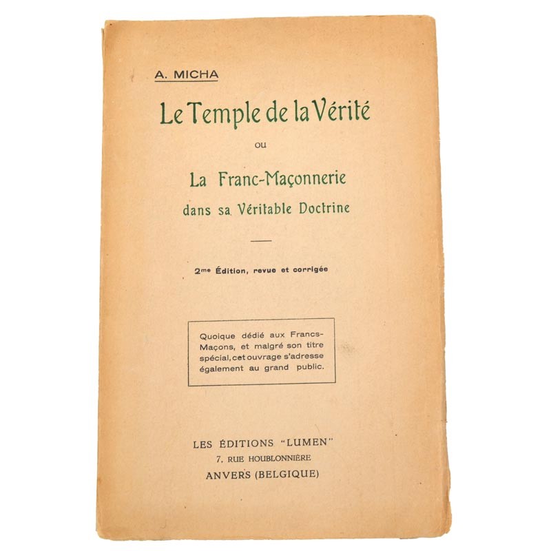 ABAO Franc-Maçonnerie Micha (Alexandre) - Le Temple de la Vérité.