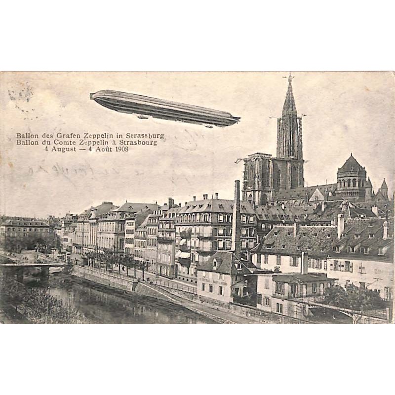 ABAO Aeronautique [Aérostat] Ballon du Comte Zeppelin à Strasbourg. 4 août 1908.