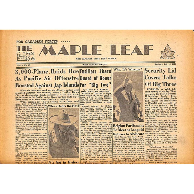 ABAO Journaux et périodiques The Maple Leaf. 1945/07/17. Vol.3 N°97.