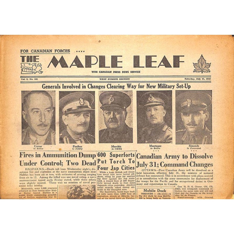 ABAO Journaux et périodiques The Maple Leaf. 1945/07/21. Vol.3 N°101.