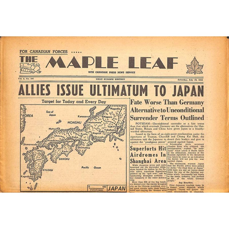 ABAO Journaux et périodiques The Maple Leaf. 1945/07/28. Vol.3 N°107.