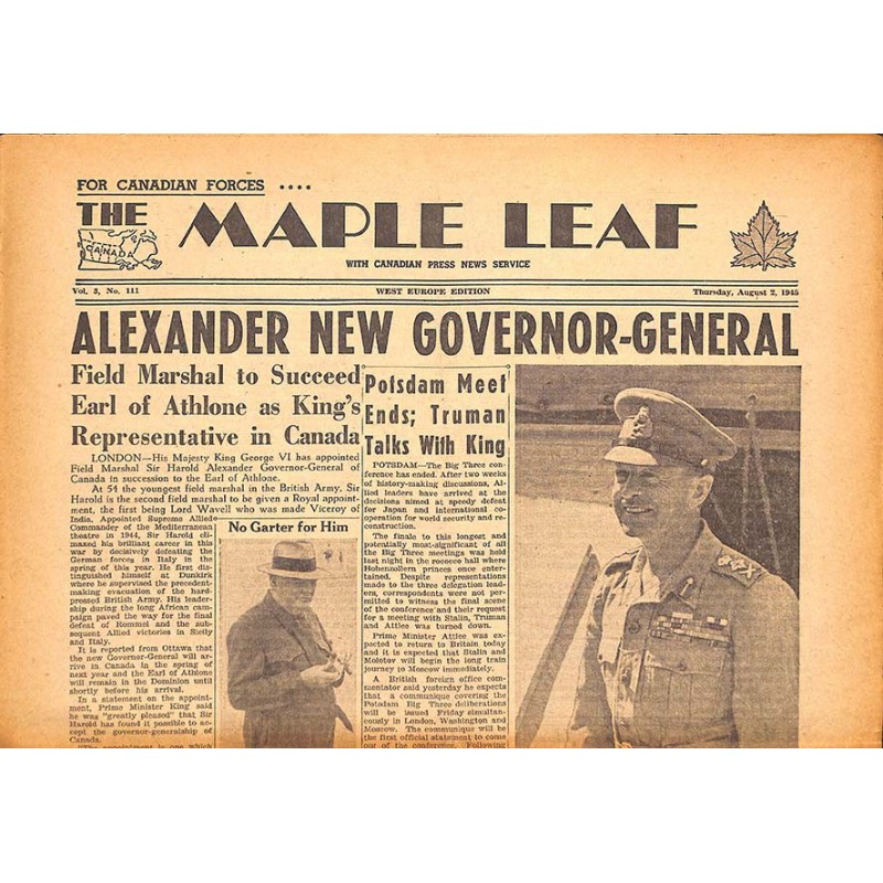 ABAO Journaux et périodiques The Maple Leaf. 1945/08/02. Vol.3 N°111.