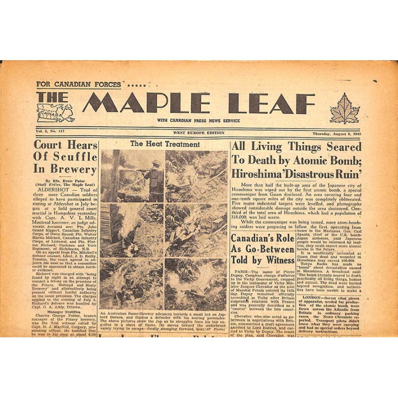 ABAO Journaux et périodiques The Maple Leaf. 1945/08/09. Vol.3 N°117.