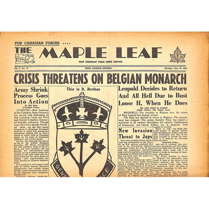 ABAO Journaux et périodiques The Maple Leaf. 1945/06/18. Vol.3 N°72.