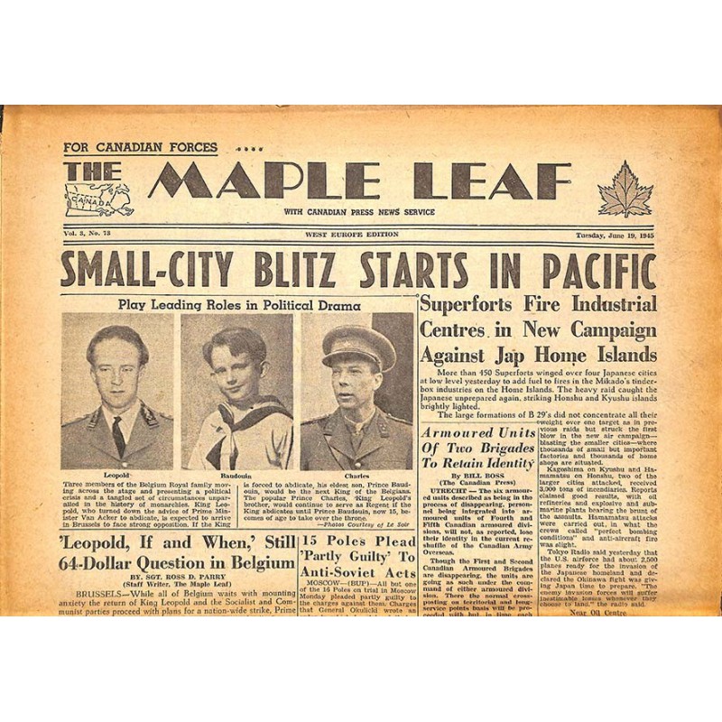 ABAO Journaux et périodiques The Maple Leaf. 1945/06/19. Vol.3 N°73.
