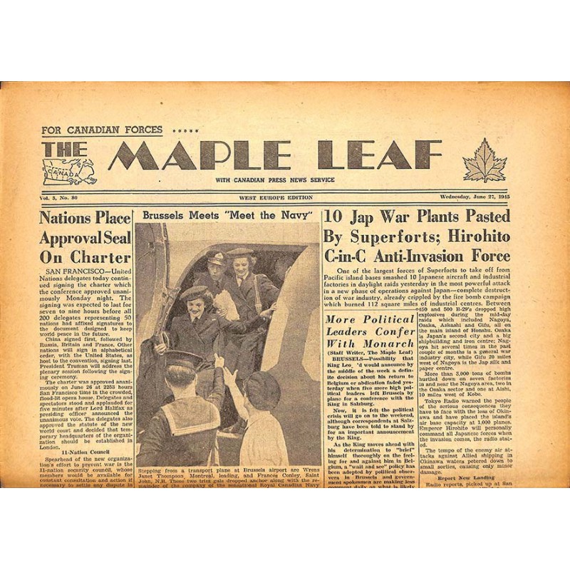 ABAO Journaux et périodiques The Maple Leaf. 1945/06/27. Vol.3 N°80.
