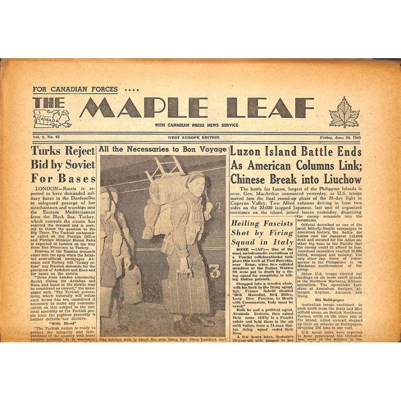 ABAO Journaux et périodiques The Maple Leaf. 1945/06/29. Vol.3 N°82.