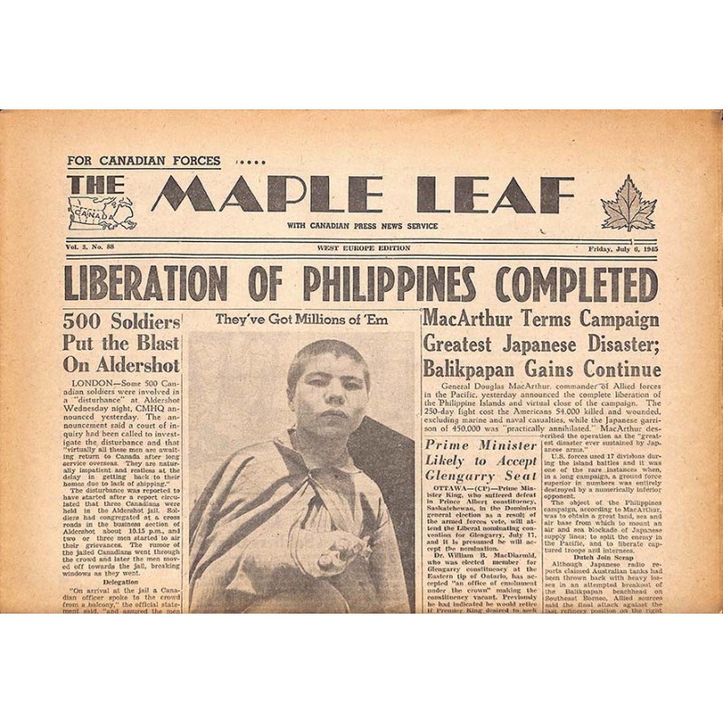 ABAO Journaux et périodiques The Maple Leaf. 1945/07/06. Vol.3 N°88.