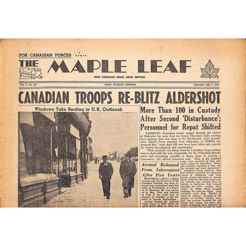 ABAO Journaux et périodiques The Maple Leaf. 1945/07/07. Vol.3 N°89.