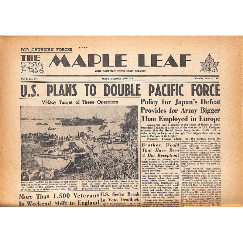 ABAO Journaux et périodiques The Maple Leaf. 1945/06/04. Vol.3 N°60.