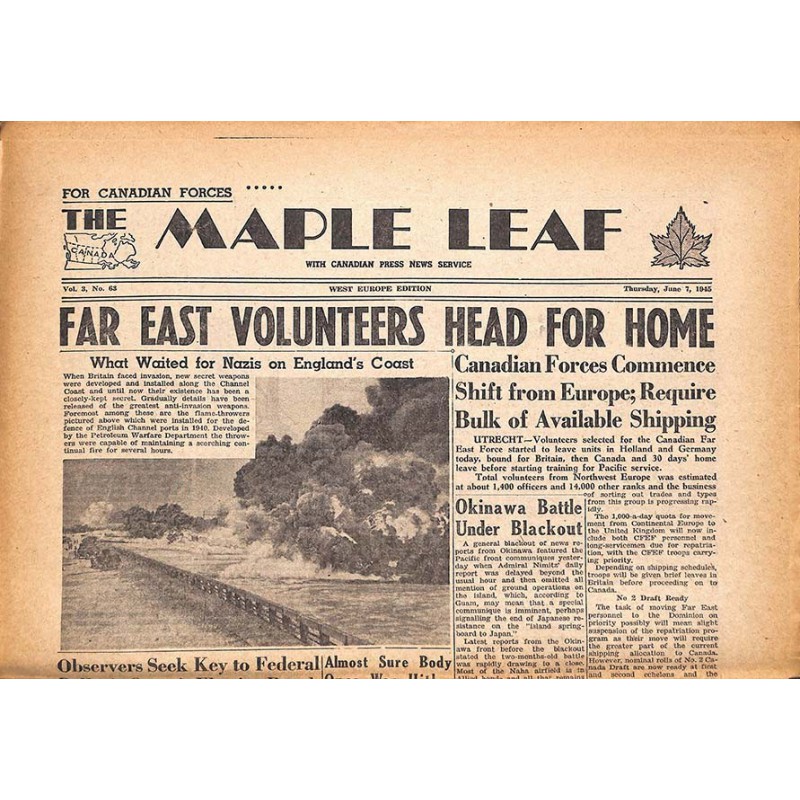 ABAO Journaux et périodiques The Maple Leaf. 1945/06/07. Vol.3 N°63.