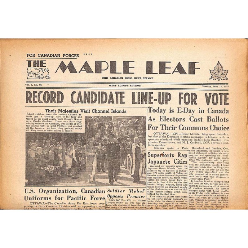 ABAO Journaux et périodiques The Maple Leaf. 1945/06/11. Vol.3 N°66.