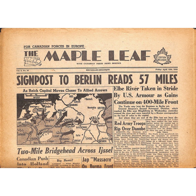 ABAO Journaux et périodiques The Maple Leaf. 1945/04/13. Vol.3 N°16.