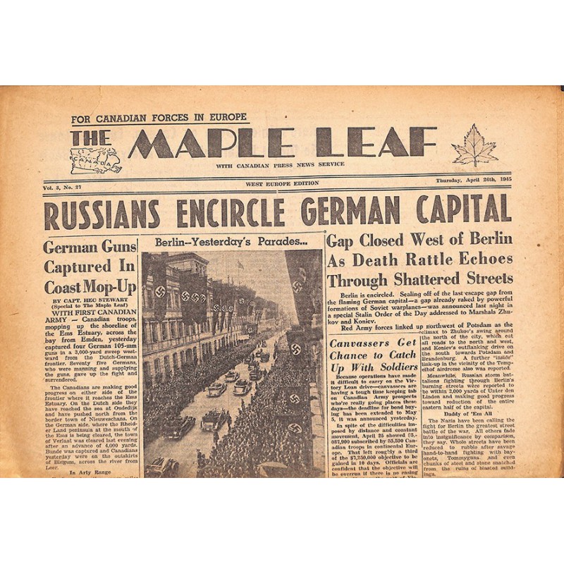 ABAO Journaux et périodiques The Maple Leaf. 1945/04/26. Vol.3 N°27.