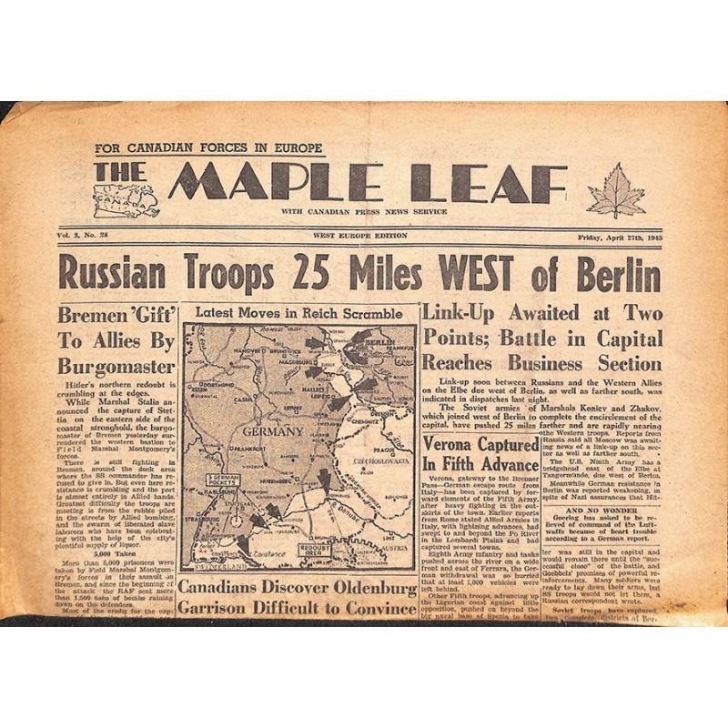 ABAO Journaux et périodiques The Maple Leaf. 1945/04/27. Vol.3 N°28.
